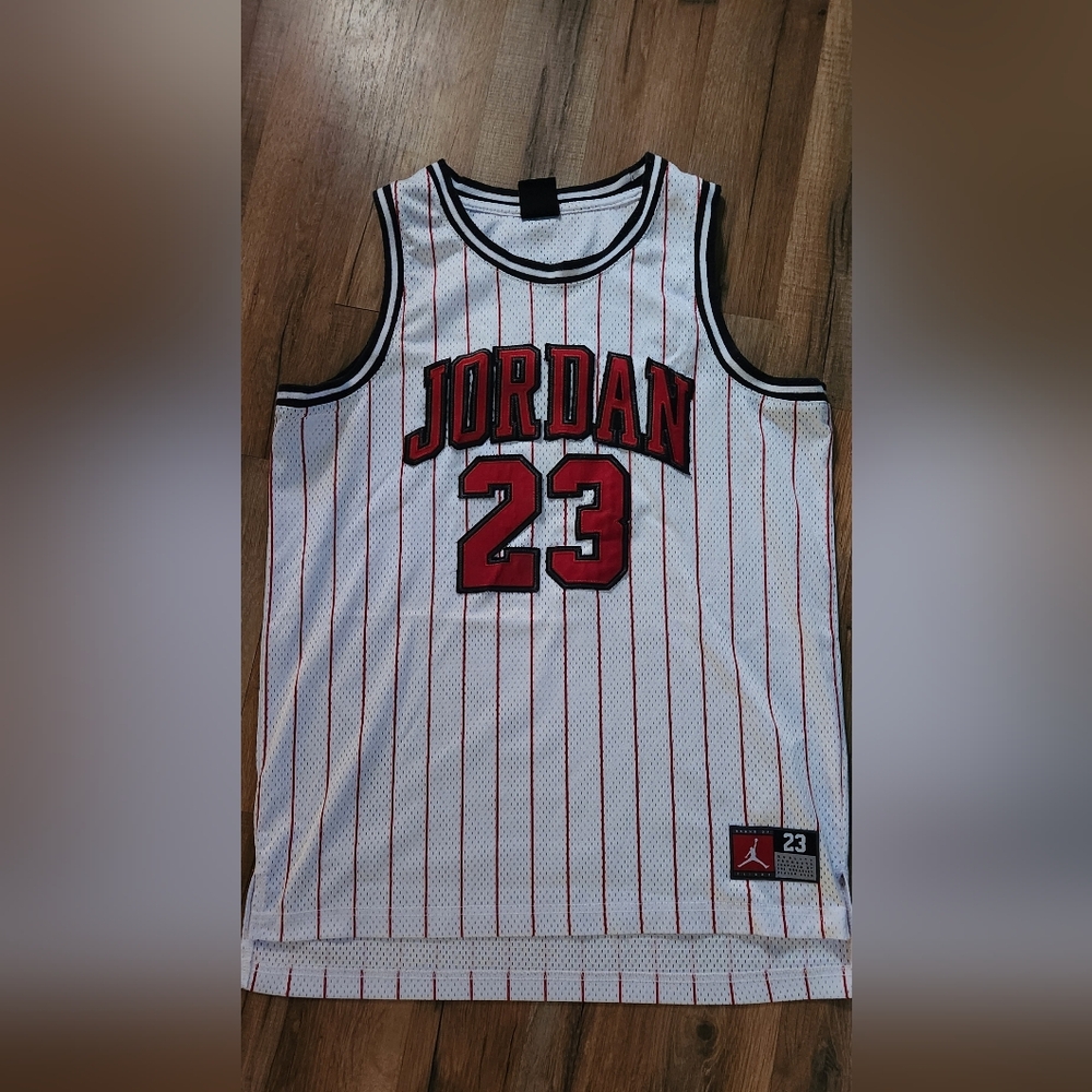 Jordan White and Red Striped Jersey